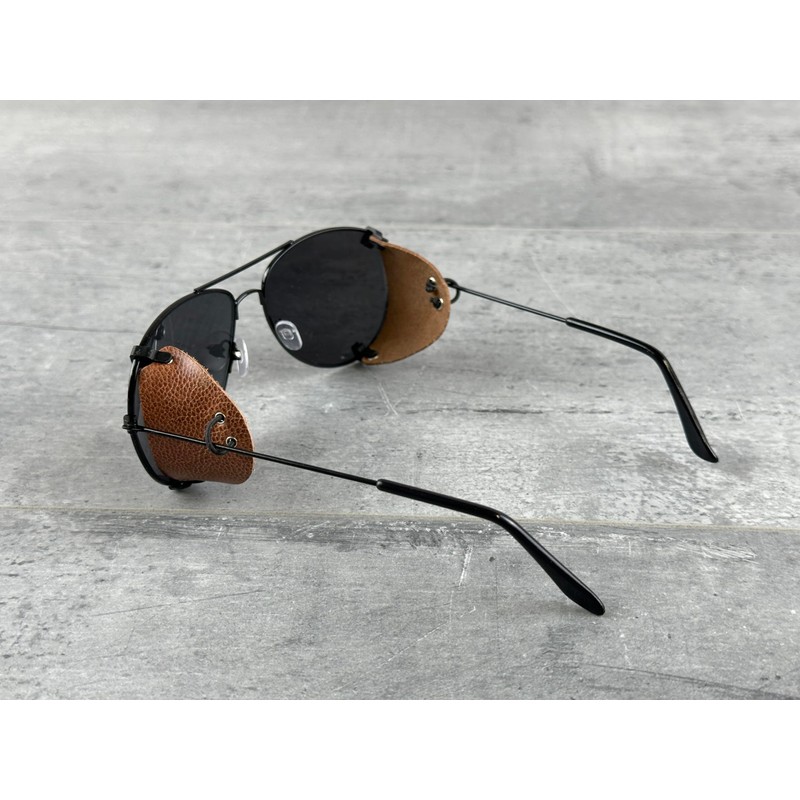 Removable side shields for sunglasses, Leather side shields for protect