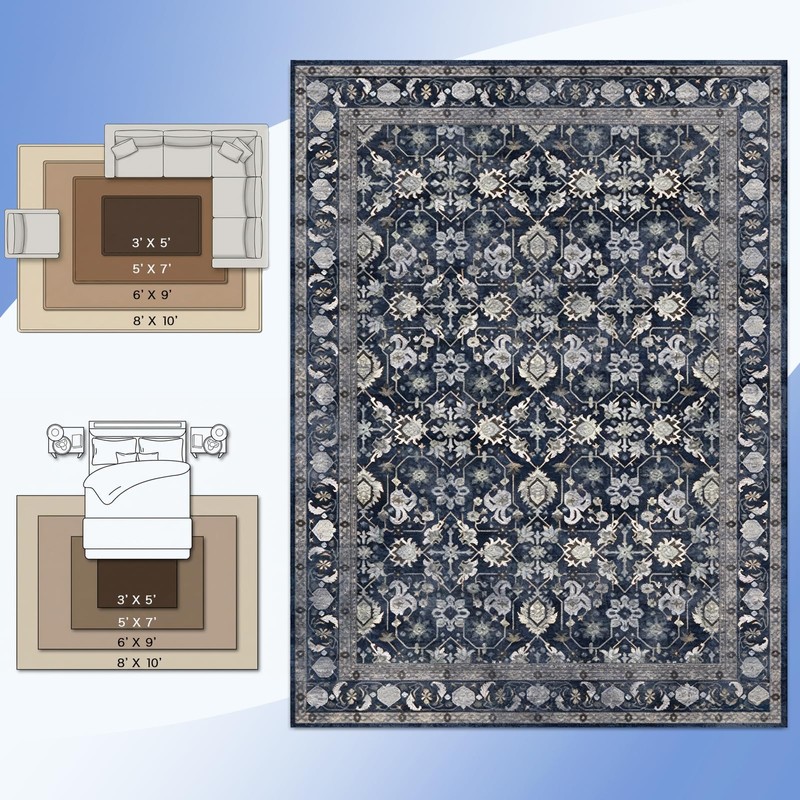 Large Floral 3x5 Entryway Rug Boho Area Rugs for Living