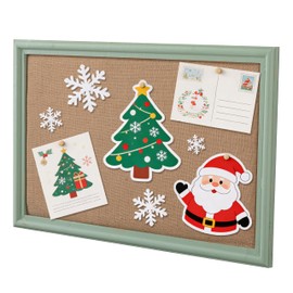 SOFE Linen Decorative Bulletin Board, Green Wood Framed 23" X 36" Office Fabric Board Organizer Wall, Pin Board for Picture Photo, Display Board for School, Home, Vision Board