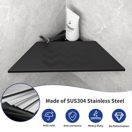 Bernkot 10'' Corner Foot Rest for Shaving Legs, Wall Mounted Foot Ledge for Bathroom Inside Shower, 304 Stainless Steel Footrest with Shaving Holder (Black)