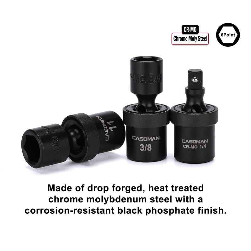 CASOMAN 1/4 Inch Drive Master Impact Socket Set with Adapters,