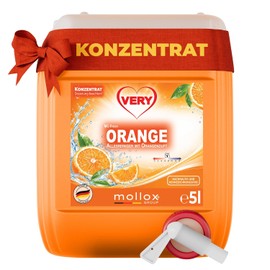 VERY Orange, all-purpose cleaner with fresh orange fragrance, 5 L canister including outlet tap, biodegradable, concentrate, thorough cleanliness and radiant shine