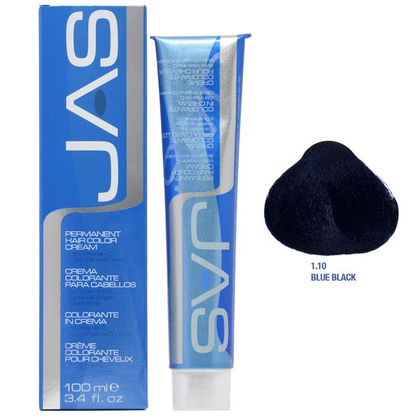 JAS Permanent Hair Color Cream with Vitamin C 3.4 Oz (Jas Color- Blue Black (1.10))