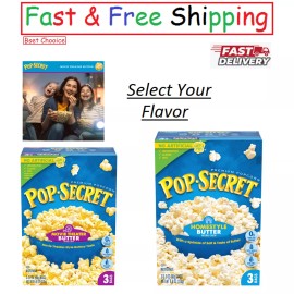 Pop Secret Popcorn, Microwave Popcorn Bags,3.2 Ounce,3 Count,Select Your Flavor. - Movie Theater Butter, Flavor