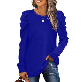 XIEERDUO Womens Clothes Royal Blue Tops for Women Long Sleeve Shirts Puff Sleeve Sweaters Plus Size Winter Clothes 3XL