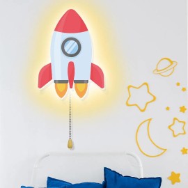 Space Rocket - Lámpara De Pared Con Luz Nocturna Para Dormir