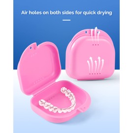 JMU Retainer Case, Orthodontic Retainer Case with Vent Holes, Mouth Guard Case, Pink