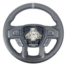 Funda protectora para volante de piel perforada en el lado negro para Ford F-150 F250 King Ranch/Lariat/XL/XLT/Limited/Platinum/Police Responder 2015-2020