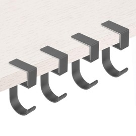 PATIKIL 4Pcs Purse Hook for Table, 5-Shaped Purse Hanger for Desk Portable Nail Free Heavy Duty Under Desk Handbag Holder Backpack Headphone Small Hook, Gray