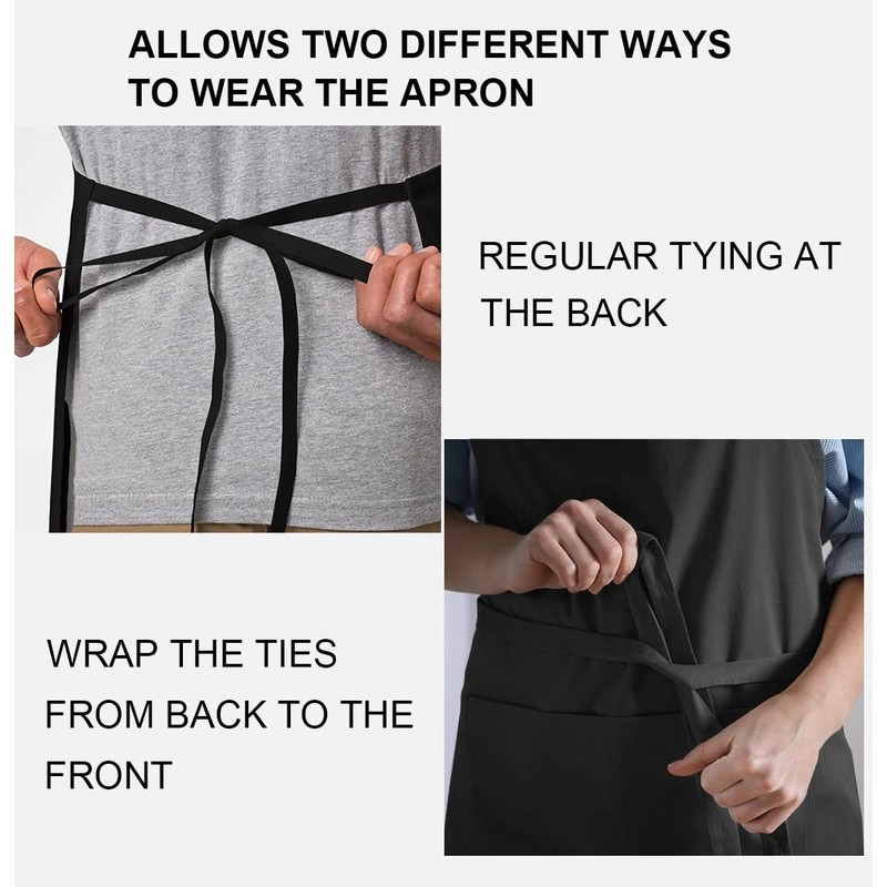 chenqi Kitchen Apron Adjustable Bib Apron with 2 Pockets, Unisex