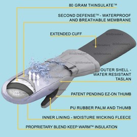 Thinsulate - Guantes impermeables de invierno para niños pequeños y bebés, Puño extralargo, color azul, 5-6 Años