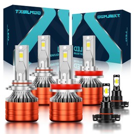 TXBILMOO Fit for Chevy Silverado 1500/2500/3500 High Low Beam and Fog Light bulbs 2007 2008 2009 2010 2011 2012 2013 2014 2015, 6000K White light, 700% Brightness with Fan, Plug n Play, pack of 6