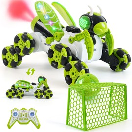TGJH 8 Wheels RC Stunt Car - Cool Mantis Remote Control Stunt Car, Birthday Gifts for Boys 6 7 8 9 10 11 12 Years Old, RC Off-Road Toy with 360-Degree Spin & Lights & Music & Spray for Kids