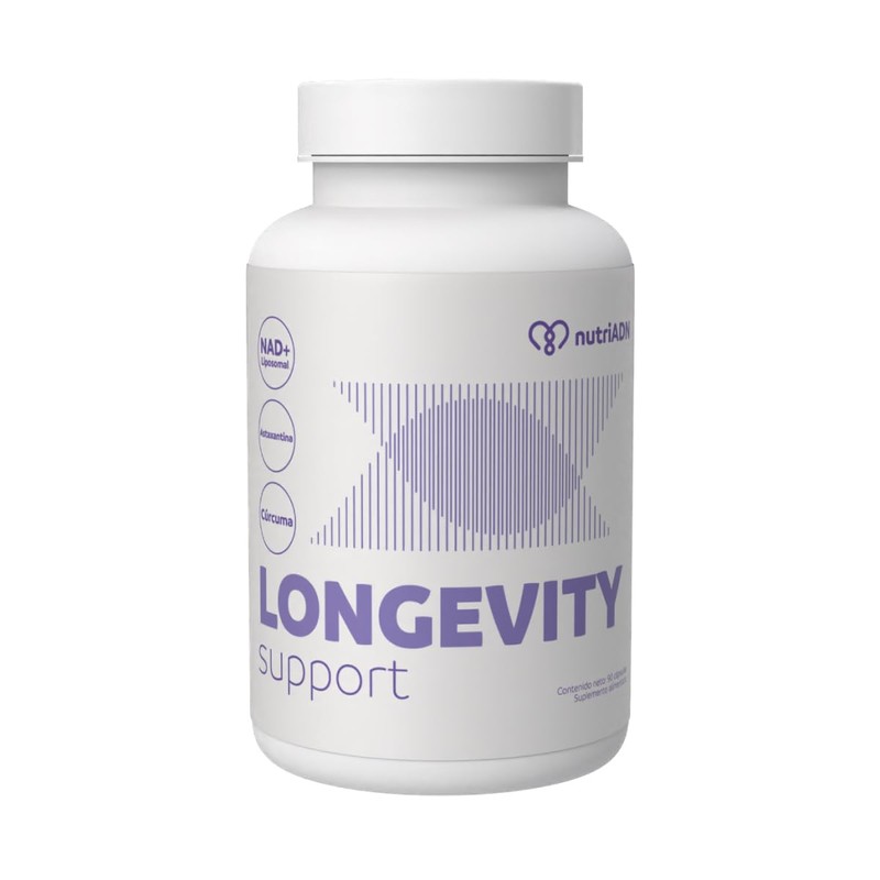 nutriADN Longevity Support | Suplemento Alimenticio con NAD+, Astaxantina, Cúrcuma