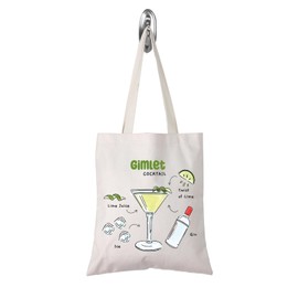 TSOTMO Gimlet Cocktail Canvas Shopping Bag Gimlet Recipe Tote Bag Gimlet Lover Gift Cocktail Gift for Women (Gimlet Cocktail tote)
