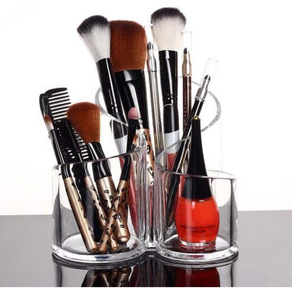 PuTwo Acrylic Makeup Brush Holder Desk Organizer Cosmetics Organizer Lipstick Organizer, Round, 370 Gram