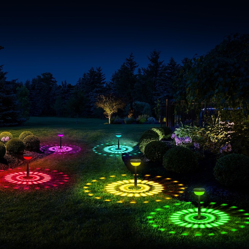 Ensenior Color Changing Solar Lights Outdoor, Auto ON/Off 3000K White