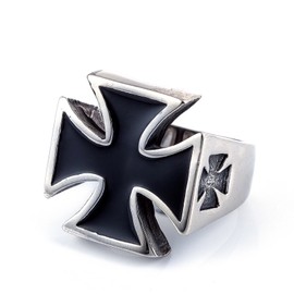 ZMY Home Men's Fashion Jewelry 316L Stainless Steel Rings for Men Black Cross Shape Design Ring (7)