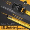 PREXISO 2-in-1 Laser Tape Measure, 135Ft Rechargeable Laser Measurement Tool
