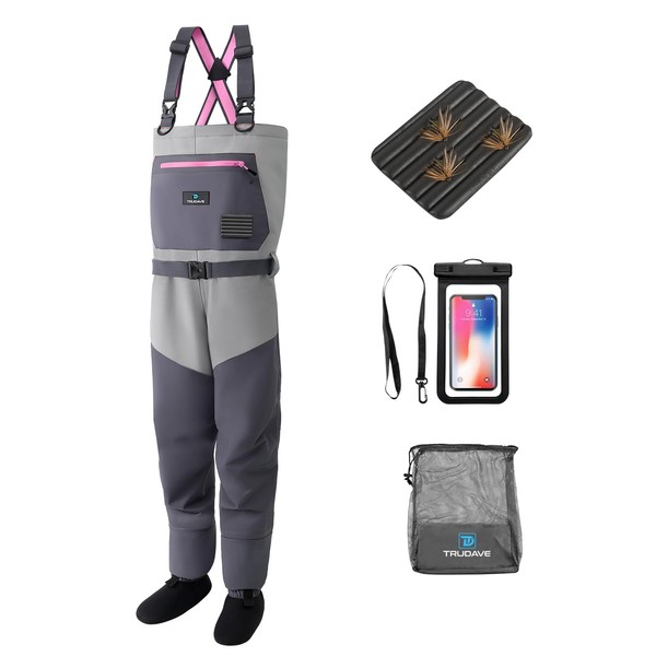 Trudave Women’s Breathable Stocking Foot Fishing Waders, Lightweight Waders for