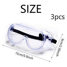PSFXBM 3Pcs Safety Glasses Eye Protection Goggles Anti Fog Anti Dust Splash Proof Industrial Protective Wraparound Eyewear Clear Security, Sealed Protective Work DIY Lab Grinding Garden Gardening
