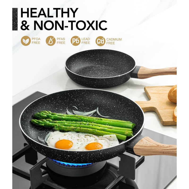 MICHELANGELO Non Stick Frying Pans - 8"+9.5"+11" Nonstick Frying Pan