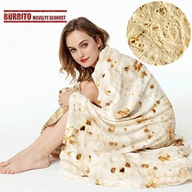 Burrito Tortilla Human Blanket, LetsFunny Burrito Wrap Novelty Blanket Tortilla Towel for Adults/Kids, Giant Round Beach Towel/Throw Blanket/Picnic Blanket(47in)