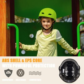 Kids Toddler Bike Helmet, Skateboard Bicycle Helmet for Age 2-14 Children Boys Girls Adjustable and Multi-Sport for Scooter Roller Skate (Green S)