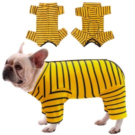 Dolahovy Dog Surgery Recovery Suit,Pet Recovery Shirt Cone E-Collar Alternative Pet Vest for Abdominal Wounds Medical Dog Bodysuit with Legs for Female Male Small Medium Dogs Cats (L, Yellow)