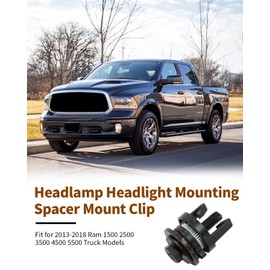 JadeBirch 2 Pcs Headlamp Headlight Mounting Spacer Mount Clips Fit for Ram 1500 2500 3500 4500 5500 Truck 2013 2014 2015 2016 2017 2018 Replace 68222835AA 68222836AA Headlight Mount Shim Bolts