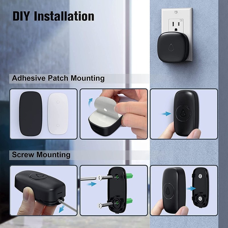 SECRUI Doorbell, Wireless Doorbell with 2 Receivers, Easy Installation, Adjustable