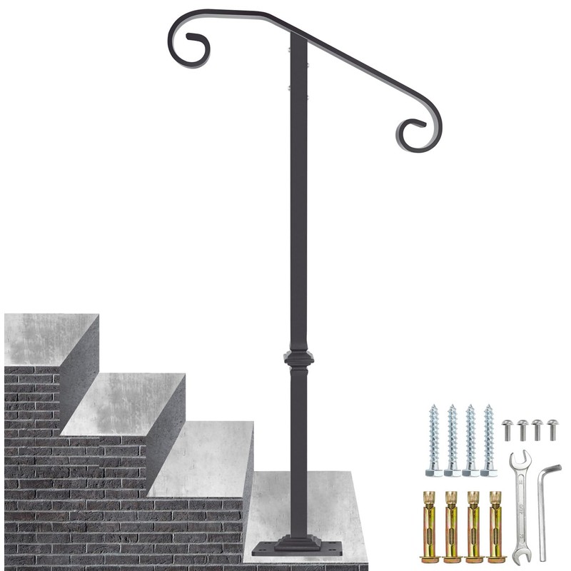 Zwinz Handrail Railing 38.8‘’H, Single Post Handrail Fits 1 or