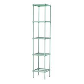 Design Ideas MeshWorks 5 Tier Full Size Metal Storage Shelving Tower for Kitchen, Office, or Garage Organization, 13.8” x 13.8” x 70.9”, Sage Green