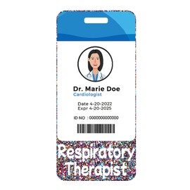 Respiratory Therapist Badge Buddy Card Holder Glitter Vertical Badge Buddies Reel Hospital Identification Tags Bling Colorful Medical Nurse Accessories ID Name Cards for Nursing Student Work