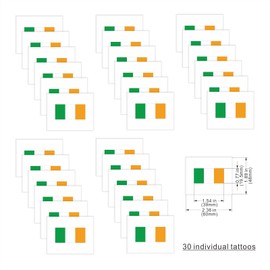 Womaha 30 Pcs Individual Temporary Ireland Flag Tattoos Fans Face Tattoo Stickers for Adults Kids Group Activity Props
