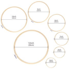 Caydo 7 Pieces 7 Sizes Embroidery Hoops Set 4 inch to 12 inch Circle Cross Stitch Hoop Rings for Craft Sewing and Christmas Ornaments