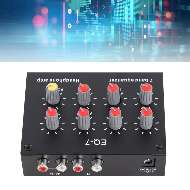7 Band Sound Equalizer 12dB High Bass Adjustment Dual Channel