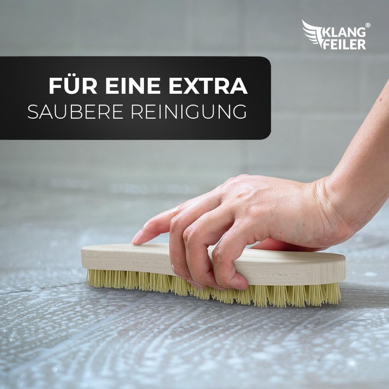 Klangfeiler® Scrubbing Brush Cleaning Brush Made of Wood – Extra