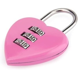Pink 1Pc/Set Love Heart Shape Combination Padlock for Girls Women, Mini 3-Digit Password Resettable Code Locker Lock for School Padlocks and Hasps