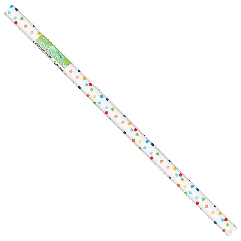 Vibrant Rainbow Polka Dots Gift Wrap - 30" x 5