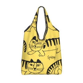 Lisa Larson Eco Bag Large Capacity Folding Eco Bag Shopping Bag Popular Lightweight Waterproof Shopping Bag Fashionable Women's Men's Multi-functional Tote Bag Resin Bag Compact Convenience Store Bag Shopping Bag 25.2 x 15.0 inches (64 x 38 cm)