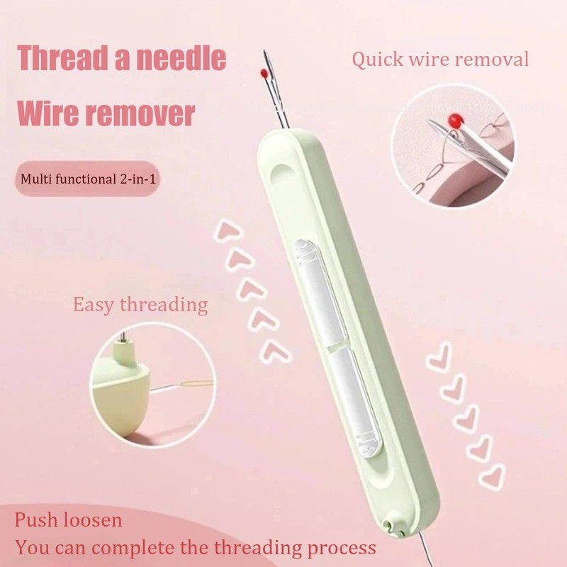 Upgraded 2 in 1 Needle Threader & Seam Ripper，Retractable &
