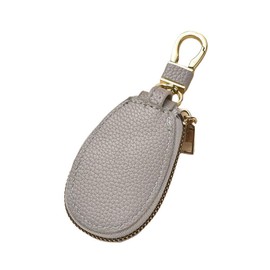 YOREMEI Smart Key Case, Leather, Men's, Women's, Car Key Case, PU Leather, Fashionable Car Key Case, Carabiner Hook, One Touch Key Ring, Full Body Protection, Drop Prevention (Gray)