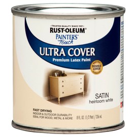 Rust-Oleum 267313-Painter's Touch Latex Paint, 1 Half Pint, Satin Heirloom White