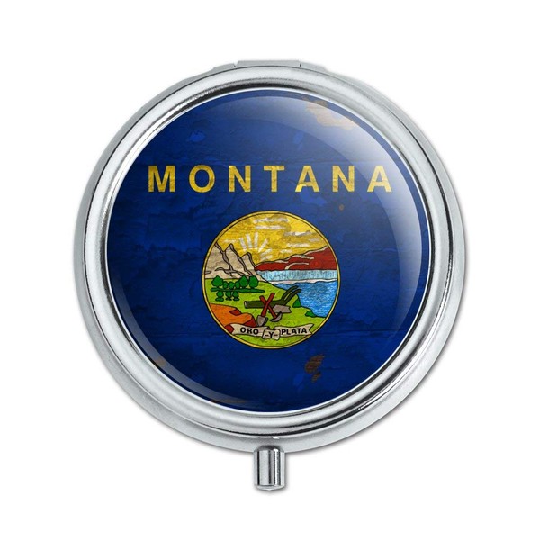 Rustic Montana State Flag Distressed USA Pill Case Trinket Gift