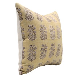 Fabritual - Funda de cojín hecha a mano con estampado de bloques de lino puro de 14 x 14 pulgadas, funda de cojín para sofá, sofá y cama, decoración de otoño, granja, sala de estar, decoración bohemia