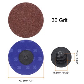 HARFINGTON 25pcs Quick Change Sanding Discs 3" 36 Grit R-Type Roll Lock Aluminum Oxide Conditioning Disc Sandpaper for Die Grinder Grinding Fast Cutting, Red Brown