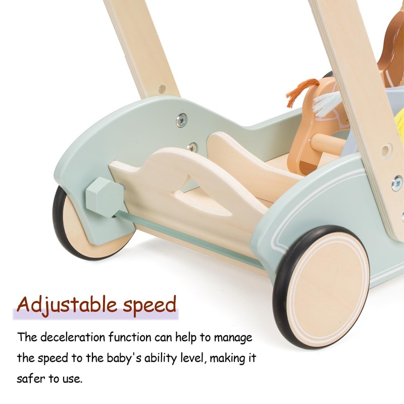 Wooden Baby Push Walker for Boys Girls Ages 1-3, Galloping