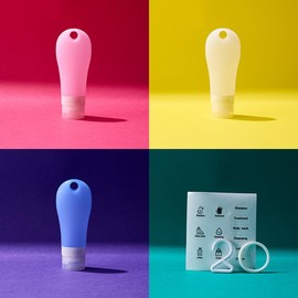 Silicone empty bottle 90ml set of 3 Portable travel swimming pool cosmetics shampoo ring tube container, 1 set, mixed colors / 실리콘 공병 90ml 3개 세트 휴대용 여행용 수영장 화장품 샴푸 고리형 튜브용기, 1세트, 혼합색상