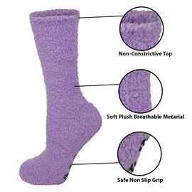 Non Slip Hospital Socks for Men Women Cozy Fuzzy Home Slipper Socks (One Size Fit Most, 6 pairs Assorted C)